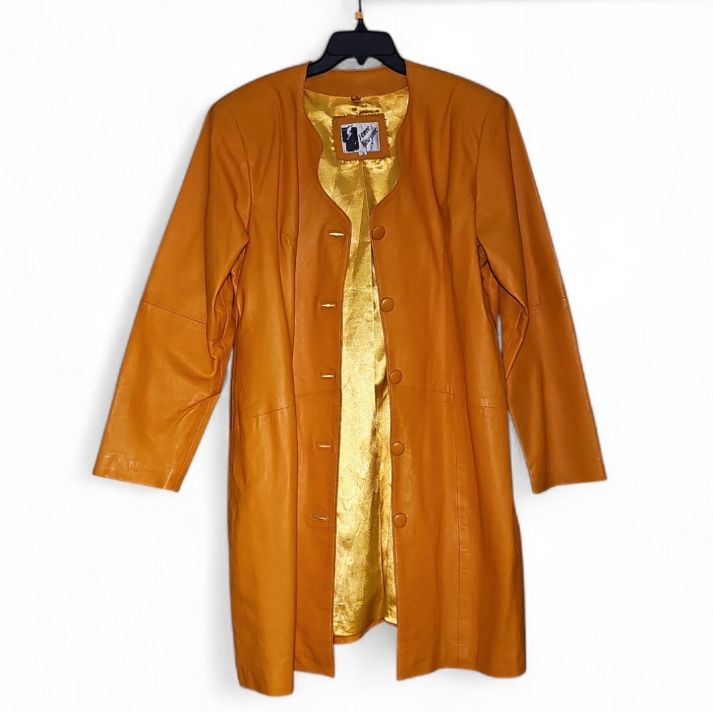 Vintage Women's Orange Leather Coat